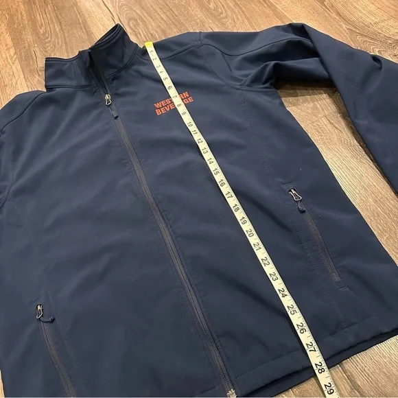 Budweiser Work Jacket Mens Size L Blue Logo American Flag Zip Fleece Lined Beer - Picture 7 of 9